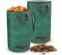 Sacs de jardin pliables étanches Unyqoos® 2x120 L, avec couvercle et 4 poignées de transport – en polypropylène résistant à la déchirure, avec fermeture éclair intégrée pour les feuilles et les branch