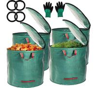 Sacs de jardin Unyqoos® de 500 litres, en polyacrylique de 150 g – grands sacs de jardin réutilisables, résistants à l'eau, avec couvercle zippé, gants et 4 poignées renforcées