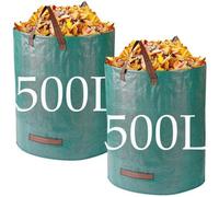 Sacs de jardinage hermétiques 500 L - Lot de 2 sacs en plastique résistants et renouvelables, munis de poignées, pour la collecte des feuilles mortes et des déchets végétaux
