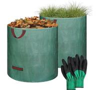 Sacs de jardinage imperméables 2 x 500 L - Sacs de jardinage recyclables et résistants aux déchirures, avec gants