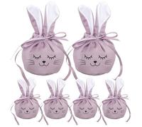Sacs De Pâques Lot de 6 Sacs 12x10 cm Mignons et Drôles à Cordon
