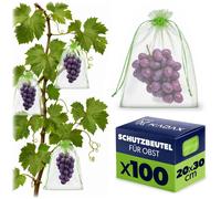 Sacs de protection pour raisins KADAX 20 x 30 cm, lot de 100, petits sacs à cordon pour fruits, protection efficace des raisins contre les insectes, les oiseaux et les nuisibles dans le jardin