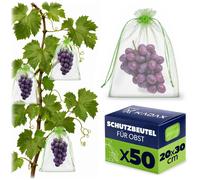 Sacs de protection pour raisins KADAX 20 x 30 cm, lot de 50, sacs en organza avec cordon de serrage, protection efficace des raisins contre les insectes, les oiseaux et les nuisibles dans le jardin