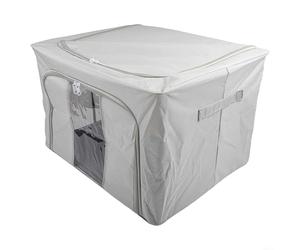 Sacs de rangement en tissu Oxford, boîte pliable avec cadre en métal d'une capacité de 66 L/100 L, organisateur résistant à l'humidité pour vêtements, literie, jouets, gris (66 L, gris)