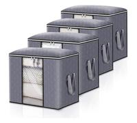 Sacs De Rangement Pliables, 4 Paquets, Avec Fermetures Éclair, Poignées Renforcées Et Fenêtre Transparente, Sac De Rangement Pour Vêtements De Grande Capacité