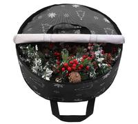 Sacs de rangement pour couronnes de Noël, sacs de rangement pour guirlandes à double fermeture éclair, couronne à suspendre pour décorations de Noël, couronnes (noires)