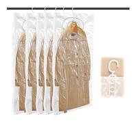 Sacs de Rangement Sous Vide, 5 Pièces Suspendu Sac Vêtements Sous Vide Aspirateur, Sac Compression Housse de Rangement (110 x 70 cm)