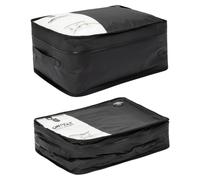 Sacs de rangement sous vide pour vêtements, réutilisables, en TPU, avec valve étanche à l'air, organisateur de voyage, fermeture éclair étanche, cubes de rangement, couleur noire, dimensions 42x32x20