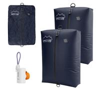Sacs de rangement sous vide pour vêtements, réutilisables, en TPU, avec valve étanche, fermeture éclair IPX8, couleur bleu marine, lot de 2 + pompe