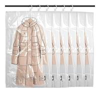 Sacs de Rangement sous Vide Suspendus pour Vêtements,6 Pièces Rangement sous Vide Suspendre(70 * 110cm),Réutilisable sac Vetement sous Vide Aspirateur,Housse sous Vide pour Costumes,Manteaux,Vestes