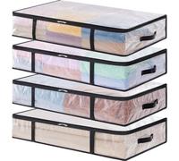 Sacs de rangement transparents - 60L - Boîte de rangement pliable - Sous le lit - Avec poignées - PP - Sac de rangement de vêtements - Housse de couette - Pour les déménagements - Vêtements - Couvertu