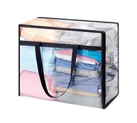 Sacs de rangement transparents avec fermeture éclair - Conteneur robuste de 40 L avec fermeture éclair et poignées | Sacs de déménagement pliables | pour literie, couette, drap, couverture, jouet