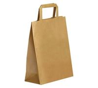 Sacs ECO kraft brun poignées plates 28 x 22 x 10 cm - Carton de 250
