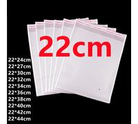 Sacs en Cellophane transparents pour vêtements, 100 pièces de largeur 22cm, accessoires d'emballage en papier A4, pochette en plastique auto-adhésive pour T-Shirt 22x36cm-use21.5x32cm