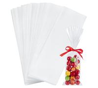 Sacs en film plastique transparent pour le stockage de biscuits, de bonbons et de petits objets, dimensions 25 x 8 cm, quantité : 200 pièces