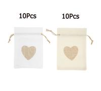 Sacs En Lin Et Toile De Jute, 20 Pièces, Pochette À Cordon Imprimé Coeur, Pochettes Cadeaux Pour Bonbons, Pour Fête De Mariage, Anniversaire, Noël, Thanksgiving