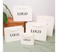 Sacs en papier blanc avec Logo de personnalisation, 10 pièces, pour vêtements, sacs d'emballage de perruque, sacs en papier pour bijoux pour petites entreprises, sacs d'anniversaire de mariage SIZE99