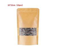 Sacs En Papier Kraft À Fermeture Écclair Marron Avec Fenêtre, 10 Pièces, Pochettes À Fermeture Éclair À Poignée Refermable, Emballage Alimentaire Pour Thé, Café, Grains De Bonbons