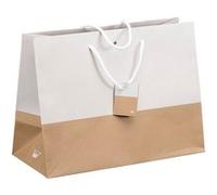Sacs kraft bicolore poignées cordelières 29 x 39 x 18 cm - Paquet de 10 - blancs G