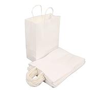 Sacs Kraft blancs avec poignées, 50 pièces, petit fourre-tout artisanal pour cadeaux de Shopping, cadeaux de fête en Boutique (330x260*120mm)