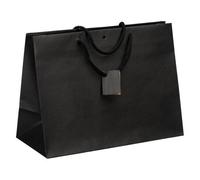 Sacs kraft noir intense poignées cordelières 29 x 39 x 18 cm - Paquet de 10