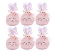 Sacs Lapin pour Cadeaux et Bonbons Lot de 6 Sacs 12x10 cm Mignons et Drôles