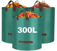 Sacs poubelles de jardin imperméables de 300 l, résistants, avec poignées, lot de 3