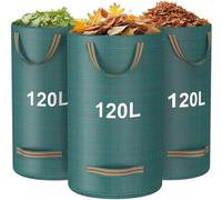 Sacs pour déchets de jardin Ibenzoa® – Lot de 3 – 120 L, 76 x 45 cm, jusqu'à 40 kg, réutilisables, en polypropylène (PP) de 150 g/m², avec 4 poignées de transport et une structure robuste