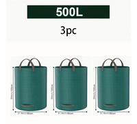 Sacs pour déchets de jardin - Sacs pliables pour feuilles - 500 litres - Lot de 3 - Réutilisables - Pour la collecte des feuilles - Couleur vert