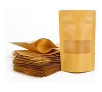 Sacs,Sachet Kraft Alimentaire Sac Papier Kraft avec Fenetre Réutilisables Sachet Craft pour Collations,Anniversaire(50Pcs,12x20cm)