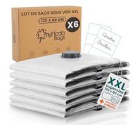 Sacs Sous Vide Extra Grandes XXL myHodo (Lot de 6, 80x120 cm) - Housses Réutilisables pour Ranger Couettes, Oreillers et Vêtements Volumineux, Sac de Rangement Hermétique, Compactor Aspirateur