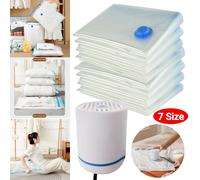 Sacs sous vide réutilisables de 7 tailles avec pompe électrique, sac de scellage à Compression sous vide, Mini Machine de scellage sous vide pour organisateur de vêtements 1PCS Electric pump