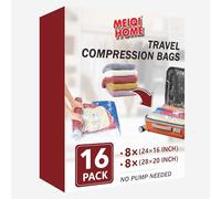 Sacs Sous Vide Roulables, Lot de 16, Gain de Place, Sacs de Compression Hermétiques pour Vêtements, Oreillers, Couettes, Couvertures, Linge de Maison