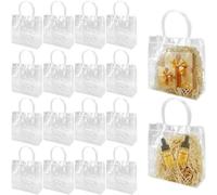 Sacs transparents en PVC pour les courses - 30 pièces - Sacs réutilisables avec poignées - Étanches - 20x20x8 cm - Étui pour courses