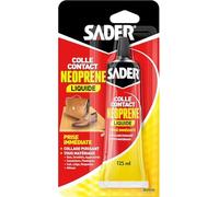 Sader Colle Contact Néoprène Liquide - Colle Extra Forte Tous Matériaux - Prise Immédiate - Idéale pour Surfaces Horizontales - Applicable au Pinceau - Tube de 125 ml