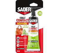 Sader Colle Contact Type Néoprène - Sans Solvant et Sans Odeur - Colle Extra Forte Tous Matériaux - Intérieur et Extérieur Sous Abri - Prise Immédiate - Translucide - Tube 125 ml