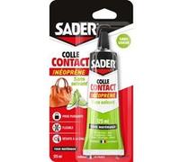 Sader Colle Contact Type Néoprène - Sans Solvant et Sans Odeur - Colle Extra Forte Tous Matériaux - Intérieur et Extérieur Sous Abri - Prise Immédiate - Translucide - Tube 125 ml