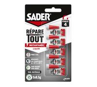 Sader Colle Répare Tout liquide – Extra forte, prise 5 s, sans odeur et sans solvants – 5x0,5 g