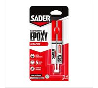 Sader Colle époxy bi-composant Rapide - Résistante 130 kg/cm² - Transparent 25 ml
