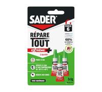 Sader Colle Multi-Usages Répare Tout Extrême + - 3 Tubes de 1g | Colle Forte Tous Matériaux - Super Glue Liquide - Intérieur/Extérieur - Sans odeur ni Solvant - Transparente