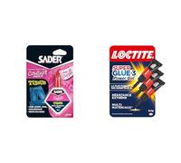 Sader Colle Spéciale Couture "Finis les Ourlets" - Colle Tissus et Textiles : Jeans, Cuir, Coton & Loctite Super Glue-3 Power Gel Mini Dose, colle forte enrichie en caoutchouc, mini-dose de colle gel