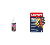 Sader Colle Tissus de Décoration - Colle Décoration pour Tissus et Textiles Épais : Cuir, Coton & Loctite Super Glue-3 Power Gel Mini Dose, colle forte enrichie en caoutchouc, mini-dose de colle gel