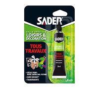 Sader – Colle Tous Travaux Loisirs et Décoration – Sans solvant, transparente – Tube 30 ml