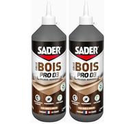 Sader Colle Vinylique D3 - Assemblage et Placage du Bois - Menuiseries Intérieures et Extérieurs Abrités - Bois Humide - Transparente - Biberon 750 g (Lot de 2)