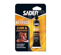 Sader Cuir et Caoutchouc - Colle Contact Type Néoprène - Prise Immédiate - Haute Résistance à l'Humidité et à la Chaleur - Formule Gel - Tube 30 ml
