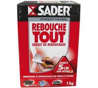 Sader Enduit de Rebouchage Intérieur Rebouche Tout Blanc - Carton de 1kg | Enduit de Rebouchage Intérieur - Tous Supports - Rebouchage et Égalisation de Trous et Fissures Jusqu’à 1 cm - Format Poudre