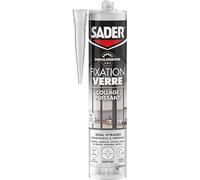 SADER Expert Menuiserie Fixation Verre - Cartouche 290 ml | Colle Transparente Ultra-Puissante pour Verre - Intérieur/Extérieur - Maintien Immédiat