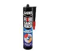 Sader Fixer Sans Percer - 100% Matériaux - Tous Supports - Mastic Colle Intérieur - Résiste à l'Eau - Colle Salle de Bain - Hybride Polymère - Couleur : Blanc - Cartouche de 290ml