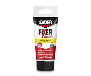 SADER FIXER Sans Percer Aménagement Intérieur - Tube 70g | Mastic Colle Acrylique - Prise Rapide - Maintien Puissant - Comble les Irrégularités jusqu’à 5 mm - Peut se Peindre - Beige