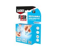 Adhésif double face extra - SADER - Fixer sans percer - Invisible - Décollable/réutilisable - Transparent - 1.5 m x 19 mm